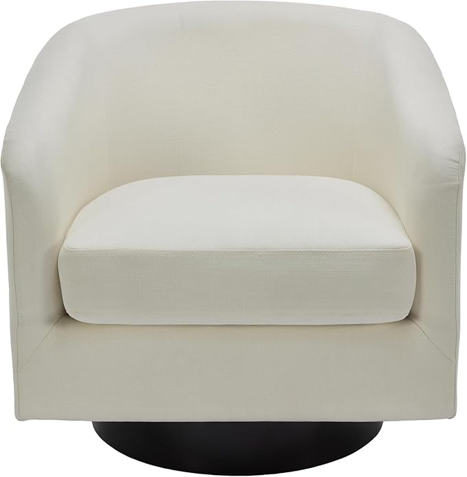 UIXE Swivel Barrel Accent Chairs Set of 2, Fabric Round Club Arm Chair Upholstered Living Room Armchair, Modern Single Sofa Seating Bedroom Side Reading Seat for Home Office - Beige