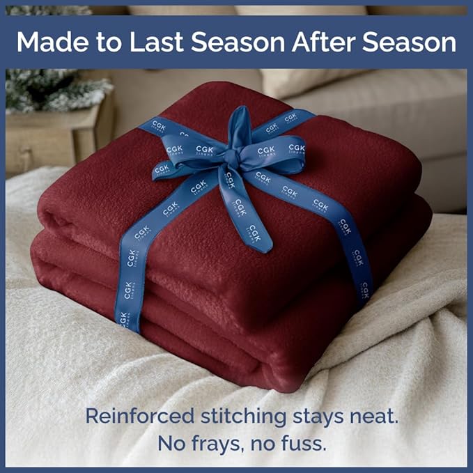 Ultra Soft Fleece Blanket Queen Size - Flannel Fleece Luxury Queen Blanket - Lightweight for Couch Bed Chair - Thick, Warm & Breathable - All Season Cozy Fuzzy Anti-Static Microplush Bedding, Burgundy