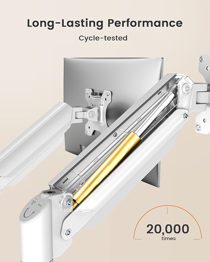 ErGear Dual Monitor Stand up to 32 inches Screen, Load-Bearing Max 22 lbs Each Arm, Adjustable Dual Monitor Mount, Sturdy Steel vesa Monitor Mount with Stable VESA 75x75 100x100mm-White