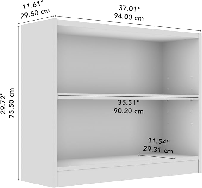 Bush Furniture Universal Small 2 Shelf Bookcase in Natural Elm, Low Storage and Display Bookshelf for Home Office or Living Room Organization