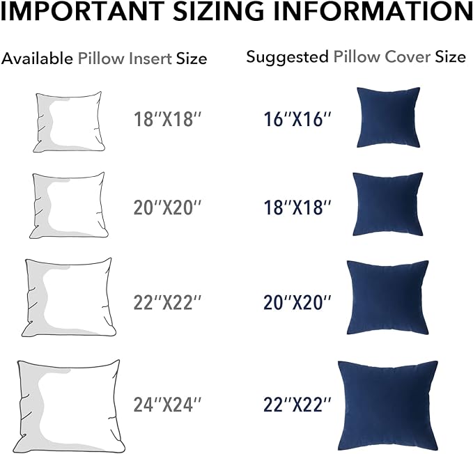 Oubonun 20 x 20 Throw Pillow Inserts, Firm and Fluffy Decorative Square Pillows for Couch Bed Sofa with Soft Cotton Cover White Cushion with Down Alternative Pack of 2