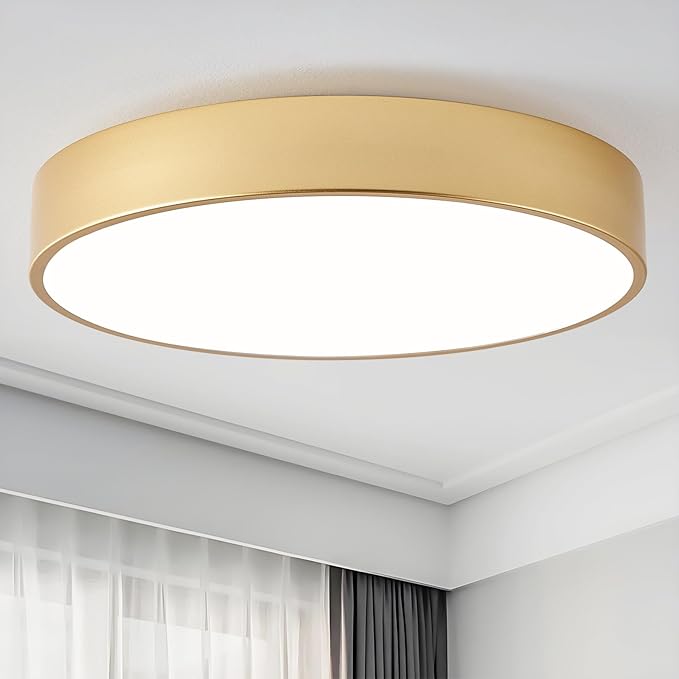 Modern Gold Flush Mount Ceiling Light 18 Inch, 4-Lights Round Ceiling Light, Minimalistic Ceiling Lamp Acrylic Shade Lighting Fixture for Bedroom Laundry Room Bathroom Hallway