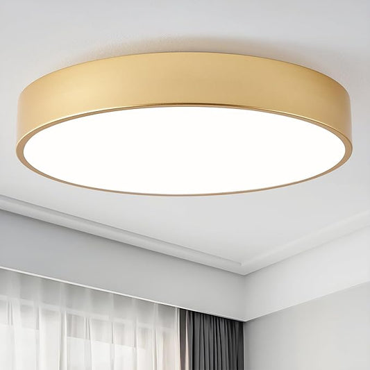 Modern Gold Flush Mount Ceiling Light 18 Inch, 4-Lights Round Ceiling Light, Minimalistic Ceiling Lamp Acrylic Shade Lighting Fixture for Bedroom Laundry Room Bathroom Hallway