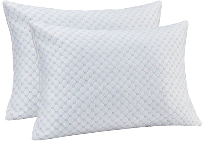 Cooling Bed Pillows for Sleeping 2 Pack Shredded Memory Foam Pillows Adjustable Cool Pillow for Side Back Stomach Sleepers Pillows Queen Size Set of 2 Washable Removable Cover