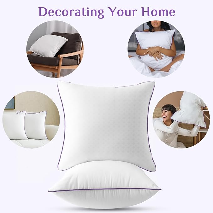 JOLLYVOGUE Euro Size Pillows Set of 2, 26'' x 26'' Cooling Bed Throw Pillows with Super Soft Down Alternative Fill, Luxury Fluffy Hotel Quality for Bed, Couch, and Sofa