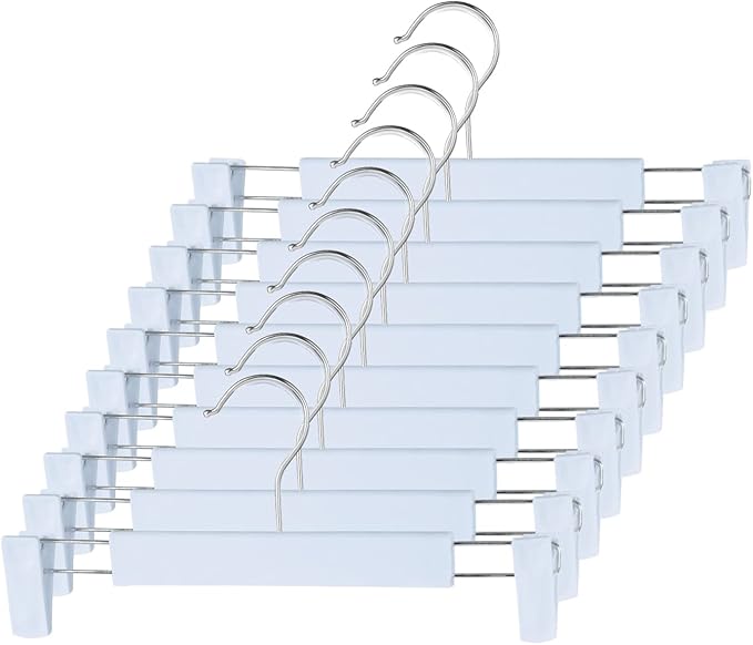 10 Pack Pants Hangers with Adjustable Non-Slip Clips Anti-Rust Hanging Hook for Trouser,Skirts,Jeans,Clothes Hangers Blue