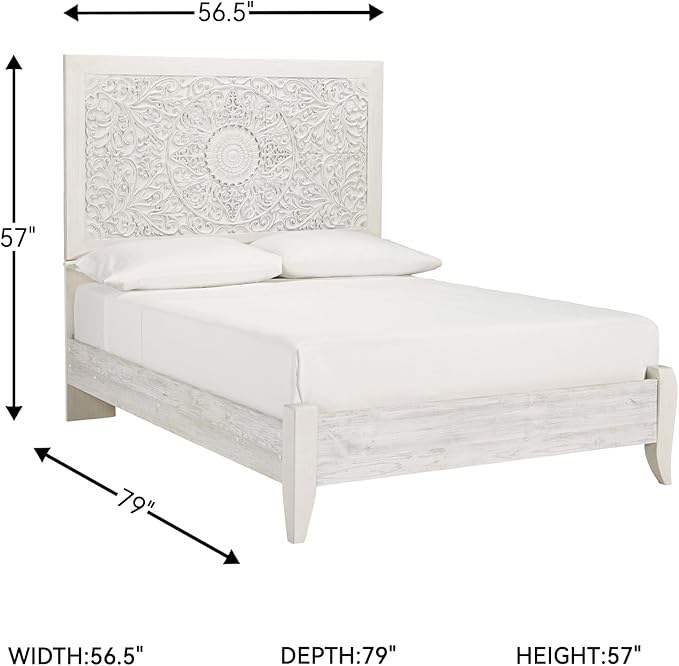 Signature Design by Ashley Paxberry Traditional Adjustable Full Panel Bed, Foundation or Box Spring Needed, White