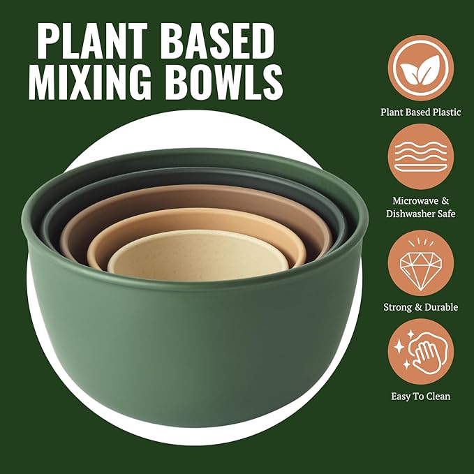 Bamboozle Astrik Baking Bundle | 5 Piece Mixing Bowl Set | Measuring Cups and Spoons | Cooking and Meal Prep | Dishwasher Safe | Microwave Safe | Alpine Forest