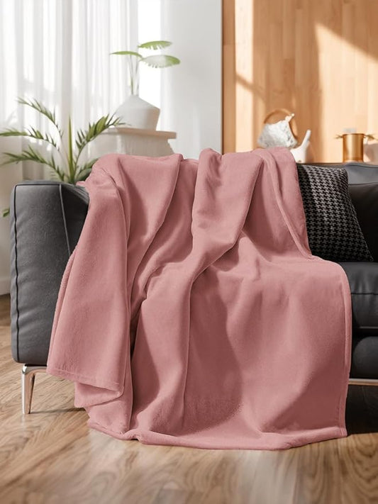 Ultra Soft Fleece Blanket Throw Size - Flannel Fleece Luxury Throw Blanket - Lightweight for Couch Bed Chair - Thick, Warm and Breathable - All Season Cozy Anti-Static Microplush Bedding, Rose Pink