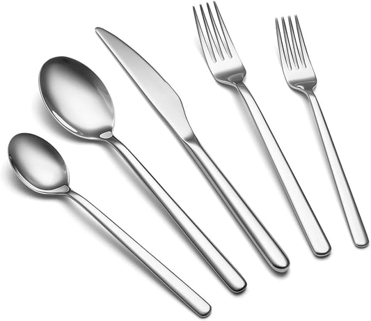 Silverware Set for 8, EIUBUIE 40-Pieces Food-Grade Stainless Steel Flatware Cutlery Sets, Mirror Polished Lightweight Kitchen Eating Utensil Tableware Set Include Forks Spoons Knives, Dishwasher Safe
