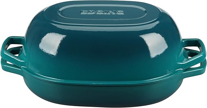 Enameled Cast Iron Dutch Oven Pot with Lid, Oval Dutch Oven for Bread Baking, Bread Oven for Homemade Sourdough Bread Baking, 7qt, Darkcyan