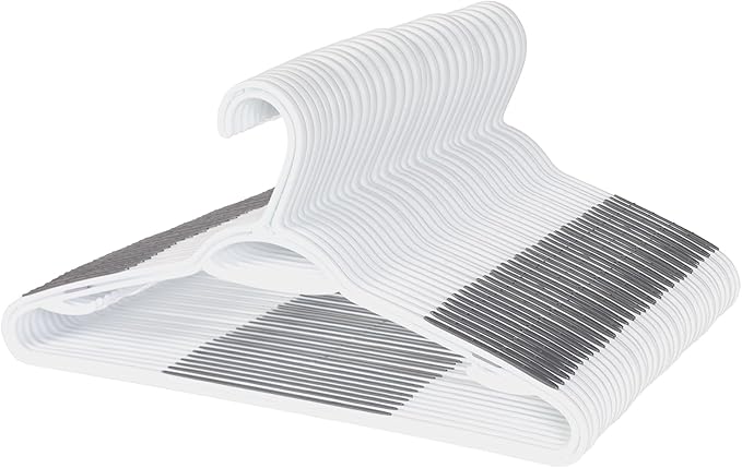 Neatfreak Slim Non Slip Hangers - Space Saving Hangers for Clothes with Lingerie Hooks and Pants Accessories Bar - Patented W Frame White Plastic (40)