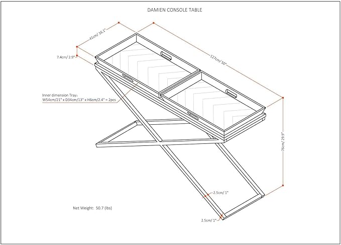 SIMPLIHOME Damien SOLID AGED ELM WOOD and Metal 50 inch Wide Modern Industrial Console Table in Distressed Natural Elm for the Living room Entryway and Bedroom