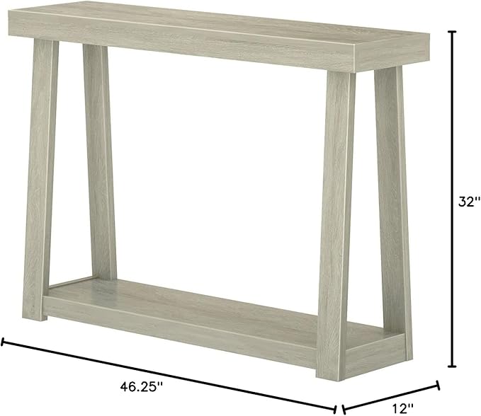 Plank+Beam Solid Wood Console Table with Storage, 46.25 Inch, Sofa Table with Shelf, Narrow Entryway Table for Hallway, Behind The Couch, Living Room, Foyer, Easy Assembly, Seashell