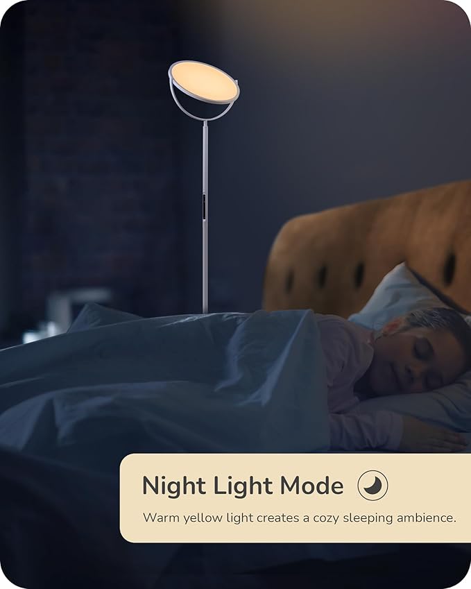 EDISHINE 76" Tall Floor Lamp, 28W 2500LM Bright LED Lights for Living Room, 300° Flexible Head Modern Torchiere Corner Lamps with Remote, 2700K-6500K Dimmable Standing Lamps for Bedroom, Office, White