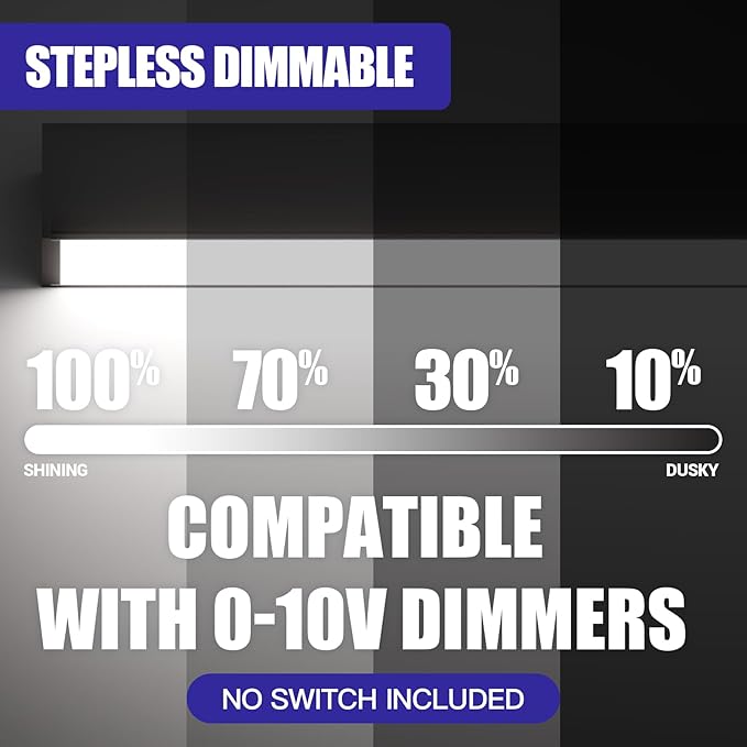 JTT 4FT LED Linear Light, 30W/40W/50W 3CCT 3000K/4000K/5000K CCT Selectable, 6250 LM Linkable Office Shop Light Fixture, ETL Listed Dimmable Architectural LED Suspension Office Lighting Fixture