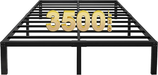 14 Inch Tall 3500lbs Heavy Duty Metal Bed Frame/with Storage/Mattress Foundation/Steel Slats Platform/Noise Free/No Box Spring Needed,Full