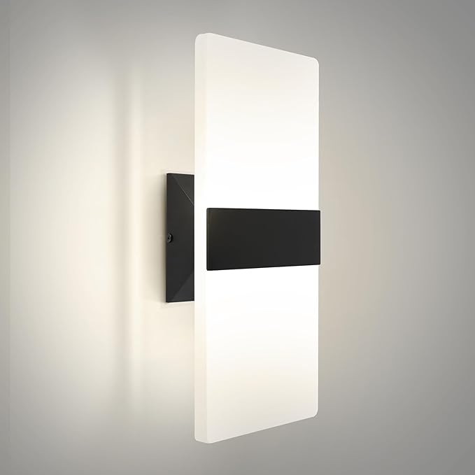 ASD 14 Inch LED Indoor Wall Sconce - Modern Interior 24W 120V 2700K-5000K Adjustable Dimmable Wall Mounted Light Fixtures, Acrylic Glass Wall Lights for Stairway, Hallway - ETL, Matte Black