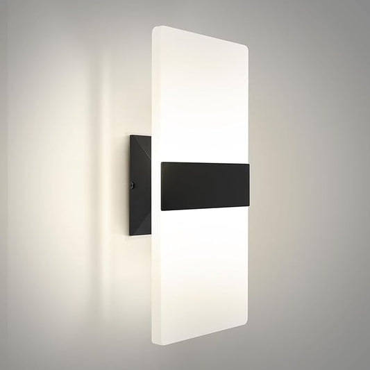 ASD 14 Inch LED Indoor Wall Sconce - Modern Interior 24W 120V 2700K-5000K Adjustable Dimmable Wall Mounted Light Fixtures, Acrylic Glass Wall Lights for Stairway, Hallway - ETL, Matte Black