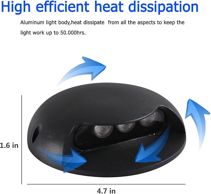 Outdoor Step Lights,High Voltage 120V 110V,3W LED Deck Light Wire,Warm White 3000K,Aluminum Housing,Surface Mount Wall Lights,Indoor Stair Lighting for Landscape,Fence,Well,Pathway,Pack of 4