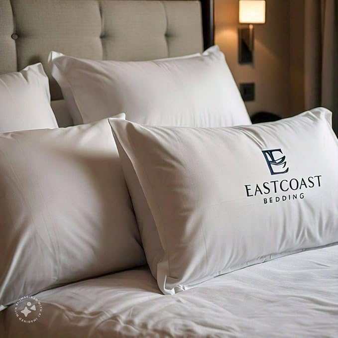 East Coast Bedding Balanced Dream 50/50 Goose Feather Down Standard Pillows 20x26 Inch Medium Support with 100% Cotton Shell – 2 Pack