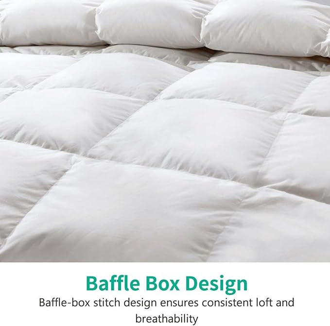 APSMILE Lightweight Down Feather Fibers Comforter Oversized King, Cooling Duvet Insert for Warm Weather -100% Organic Cotton, High Fill Power Down Fibers Quilt Thin Summer Duvet (Ivory White, 120x98)