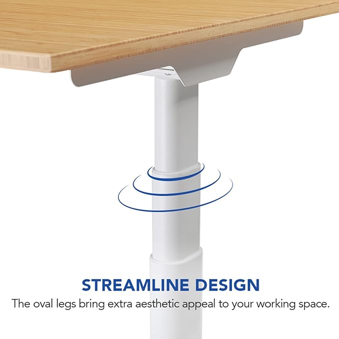FLEXISPOT E6 Pro Oval Leg Dual Motor 3 Stages Bamboo Electric Standing Desk 60x30 Inch Whole-Piece Board Height Adjustable Electric Sit Stand Up Desk (White Frame + Bamboo Curved Desktop)