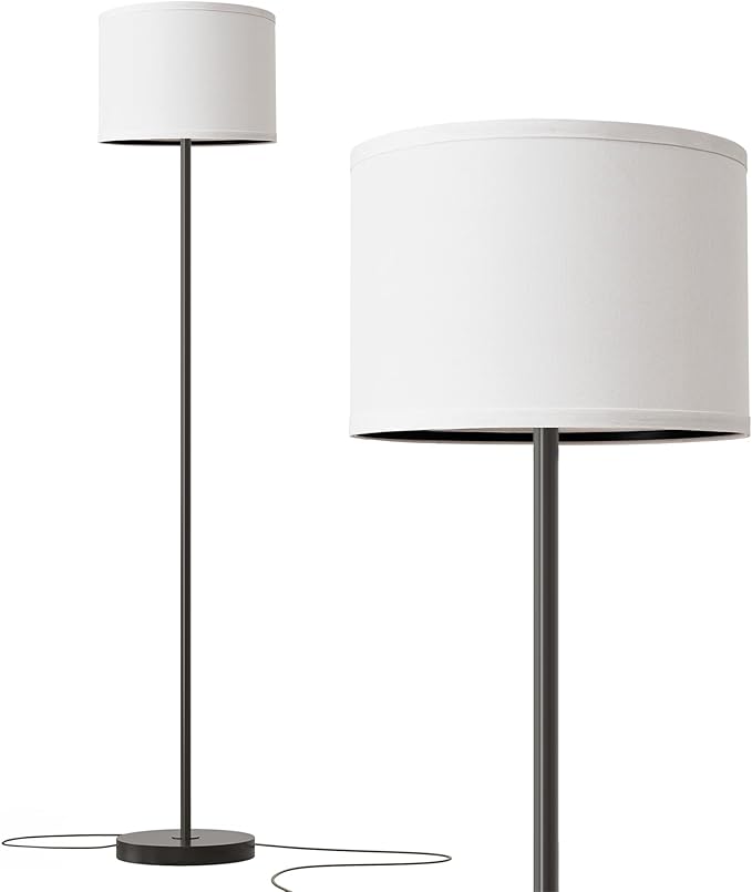 Oneach 61" Farmhouse Industrial Floor Lamp for Living Room Standing Floor Lamp Rustic Floor Lamps for Living Room Bedroom Tall Lamps with Rotary Switch for Bedroom with White Linen Lamp Shade