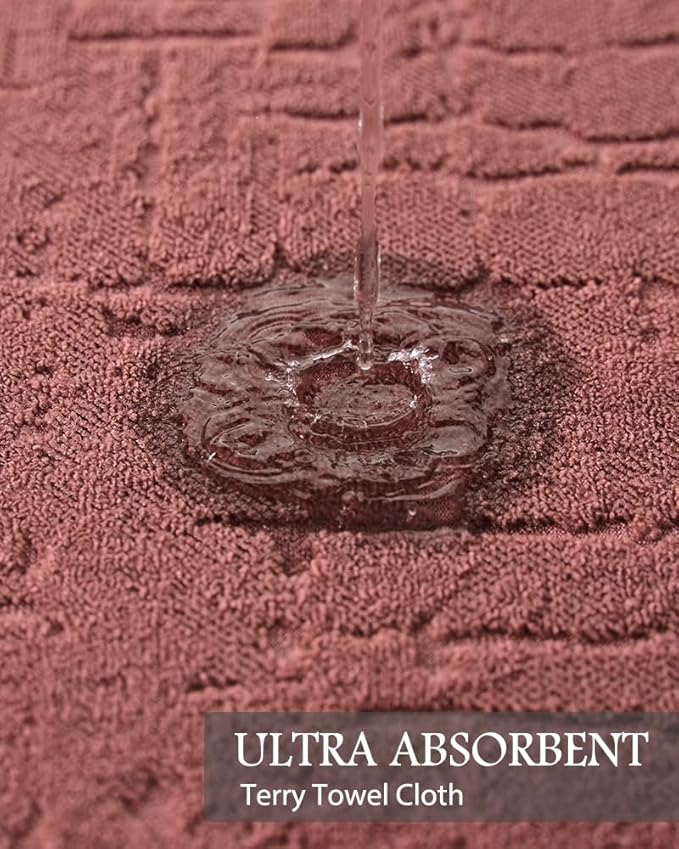 AMOAMI-Bath Mat-Absorbent Quick Dry Bathroom Floor Mats-Washable Rubber Backing Bath Mats for Bathroom Rugs Fit Under Door-Bath Rug for in Front of Sink Bathtub Shower Room, Rose 24''x70''