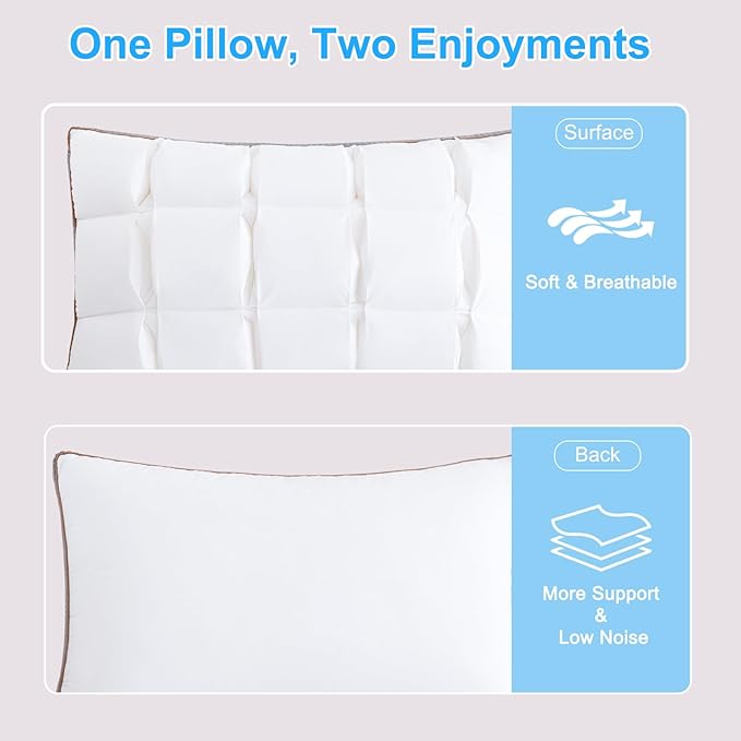 YOUR MOON Soft Pillow King for Sleeping, Super Soft Support Down Alternative Pillow, 100% Cotton Shell Luxury Comfy Fluffy Bed Pillows for Sleep(White)