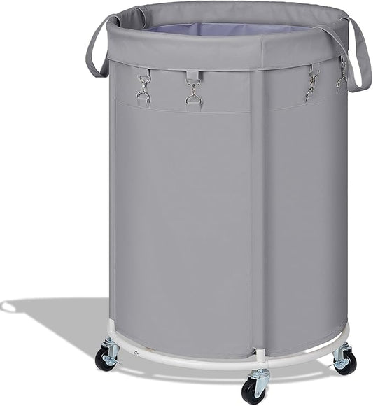 efluky 150L Laundry Basket with Wheels, Large Rolling Laundry Hampers with Handles for Bathroom, Bedroom & Laundry Room, Grey