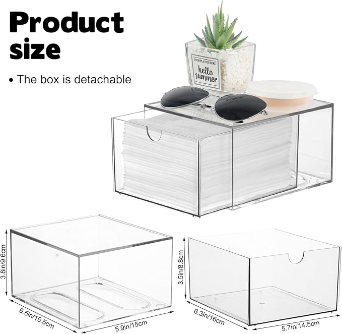 Disposable Face Towel Holder, Plastic Face Towels Storage Box with Drawer, Stackable Organizer for Clean Skin Club Face XL Towels, Towel Containers, Skincare Oragnizer for Vanity Bathroom Organization