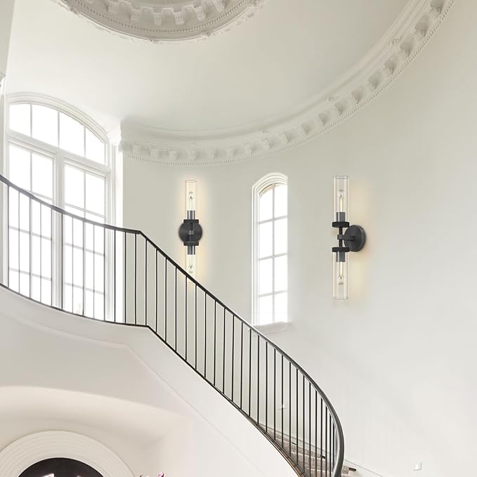 Bathroom Wall Sconce Hardwired, Black Wall Sconces, 20.5" Vanity Lights Over Mirror, Linear Wall Sconce Dimmable, Bathroom Light Fixtures Glass Tube, Bronze Wall Sconces Interior Sconces Wall Lighting