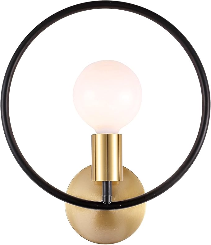 Classy Bathroom Wall Sconce Set of 2 Gold & Black Vanity Industrial Wall Lamp Pole Wall Mount Lighting Fixture