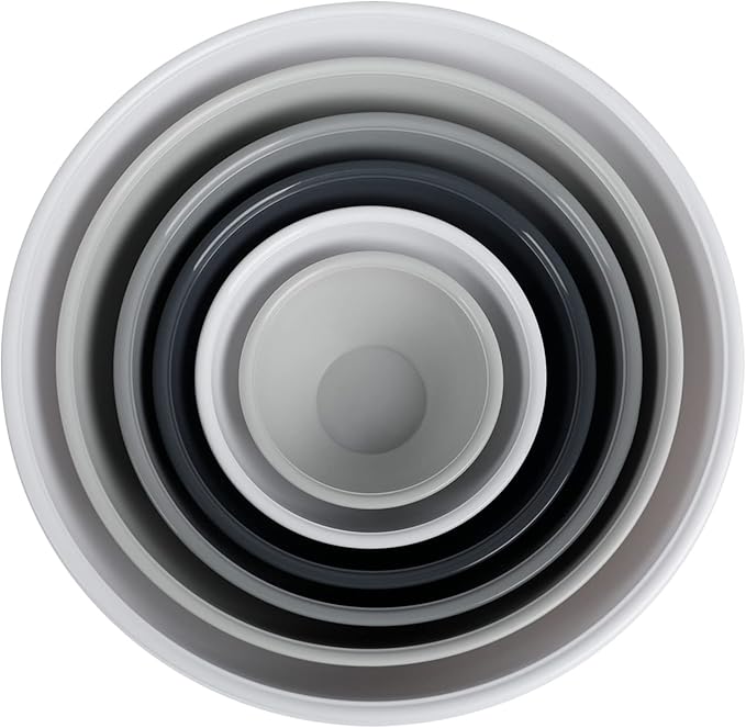 BoxedHome BPA Free Plastic Round Mixing Bowl with Lids, 12 Pack Nesting Bowls with Lids Set, Microwave and Dishwasher Safe Prep & Serving Bowls Great for Mixing, Baking, Serving (White, 12pcs)