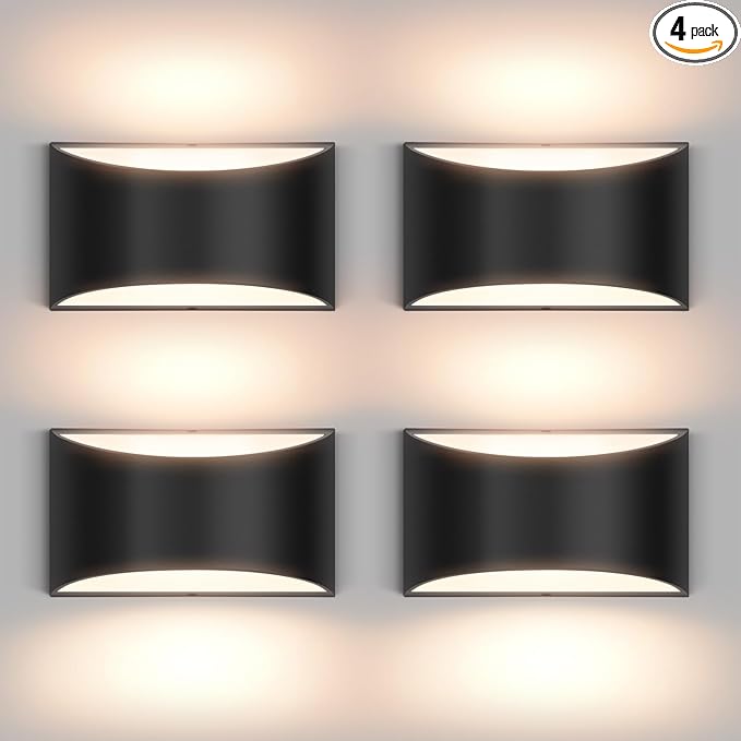 4 Pack Black Modern LED Wall Sconce Light Hardwired Indoor Wall Lights Up and Down Wall Mount Light for Bedroom,Living Room, Hallway Warm White 3000K(with G9 Bulbs)
