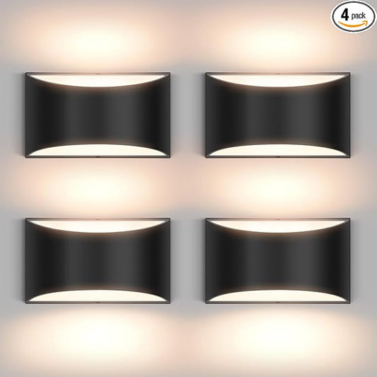 4 Pack Black Modern LED Wall Sconce Light Hardwired Indoor Wall Lights Up and Down Wall Mount Light for Bedroom,Living Room, Hallway Warm White 3000K(with G9 Bulbs)