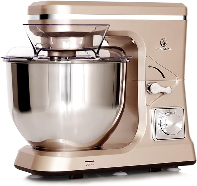 Stand Mixer,5.3-Qt & 500W & 6+P Speed MK36 Tilt-Head Kitchen Electric Food Mixers Home Baking Dough Machine with Accessories (Champagne)