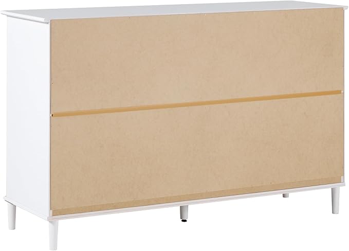 Walker Edison Modern 6-Drawer Solid Wood Dresser Bedroom Storage, 57 Inch, White
