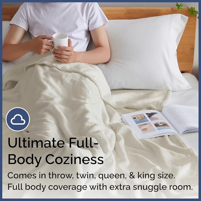 Ultra Soft Fleece Blanket Twin Size - Flannel Fleece Luxury Twin Blanket - Lightweight for Couch Bed Chair - Thick, Warm and Breathable - All Season Cozy Fuzzy, Anti-Static Microplush Bedding, Ivory