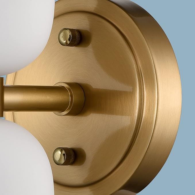 CLAXY Modern Gold Bathroom Vanity Milky Glass Wall Sconce Bathroom Light Fixtures with 2-Light Dimmable