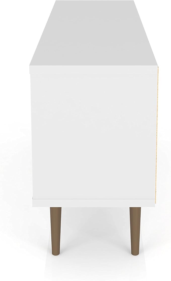 Manhattan Comfort Liberty Mid Century Modern TV Stand for Televisions up to 50 Inches, Bedroom and Living Room Entertainment Center with Storage, Shelves, and Cabinet, 53" Wide, White/3d Print