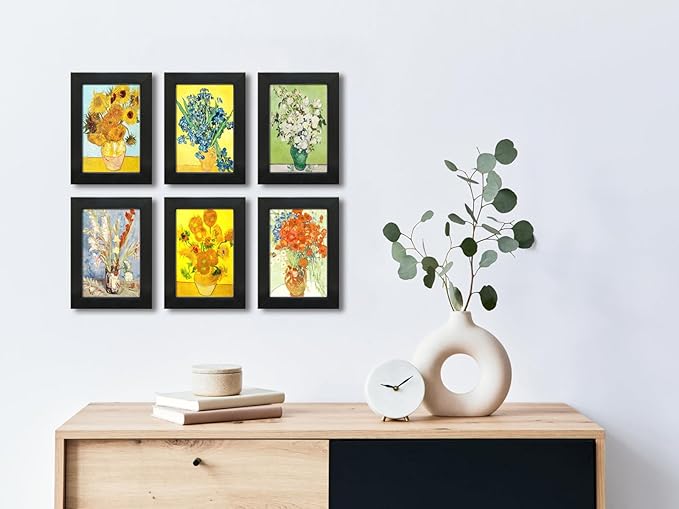 4x6 Picture Frame Set of 6 with Real Glass for Pictures 4x6 Without Mat, Wall Gallery or Tabletop display Photo Frames in Black