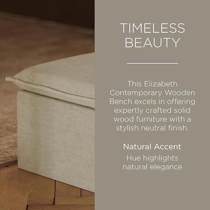 Maven Lane Claude Large Square Rustic Upholstered Ottoman, Cushioned Footrest for Living Room Couch, Chair, or Dorm Room in Dove Fabric Upholstery