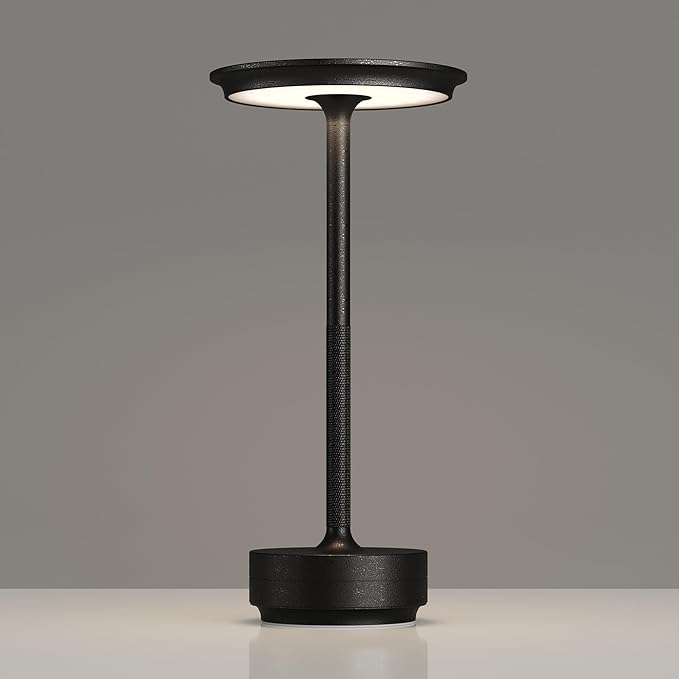 Rechargeable Table Lamps Cordless, Portable 5000mAh Outdoor Table Light, 3 Color Stepless Dimming LED Table Lamp with Memory Function, for Home/Dinner/Patio/Restaurant.(Diamond Black)