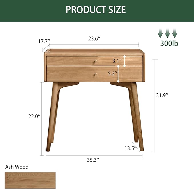 Small Vanity Desk with Mirror, Solid Wood Dressing Table with Drawer Divider, Study Desk and Vanity Table for Bedroom, 24" D x 18" W x 32" H