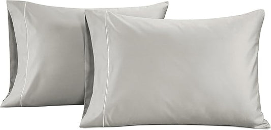 LANE LINEN Pillows Queen Size Set of 2 Soft 100% Egyptian Cotton Cool & Smooth 1000 Thread Count Pillow Cases - Silver