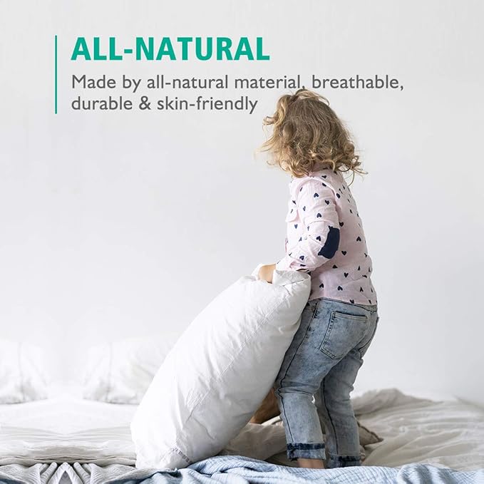 APSMILE Organic 20x20 Feather Down Throw Pillow Inserts Set of 2, 100% Cotton Fabric, Soft Fluffy Square Decorative Pillow Form Core for Sofa, Bed, Couch, Cushion Sham Stuffer