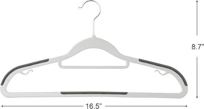 Finnhomy Bar Design Heavy Duty 50 Pack Plastic Hangers, Clothes Hangers with Non-Slip Pads, Great for Shirts, Pants, Scarves, Strong Enough for Coat, Gray