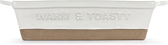 DEMDACO Gather 'Round Collection Back For More Warm & Toasty Classic White 9 x 5 Stoneware Serving Loaf Pan Baking Dish